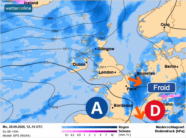 Carte météo Europe du 28/09/2020 à 1812