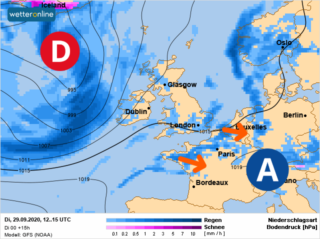Carte météo Europe du 29/09/2020 à 1812