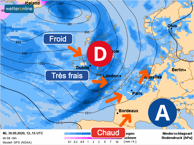 Carte météo Europe du 30/09/2020 à 1812