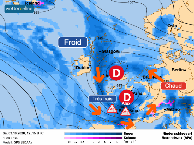 Carte météo Europe du 03/10/2020 à 1812