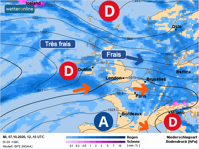 Carte météo Europe du 07/10/2020 à 1812