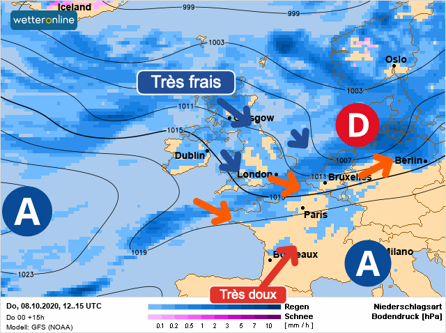 Carte météo Europe du 08/10/2020 à 1812