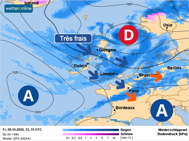 Carte météo Europe du 09/10/2020 à 1812