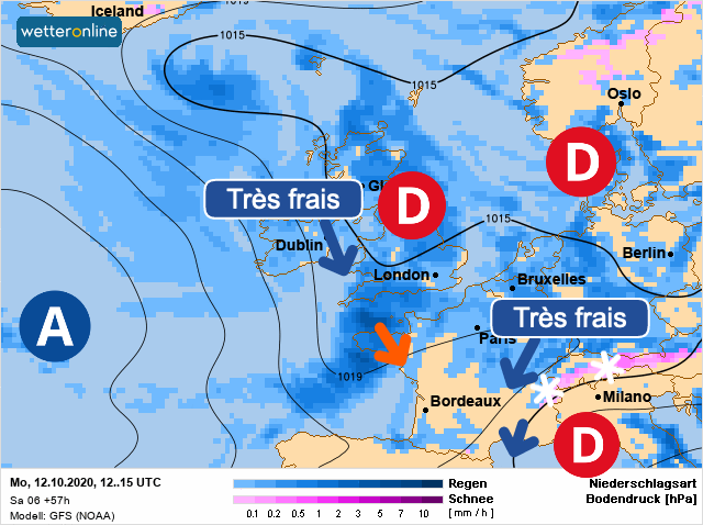 Carte météo Europe du 12/10/2020 à 1812