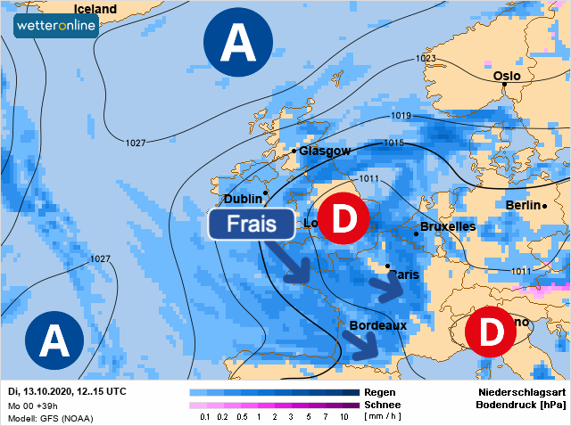 Carte météo Europe du 13/10/2020 à 1812