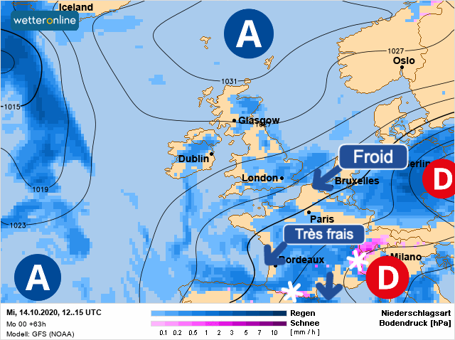 Carte météo Europe du 14/10/2020 à 1812