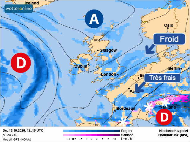 Carte météo Europe du 15/10/2020 à 1812