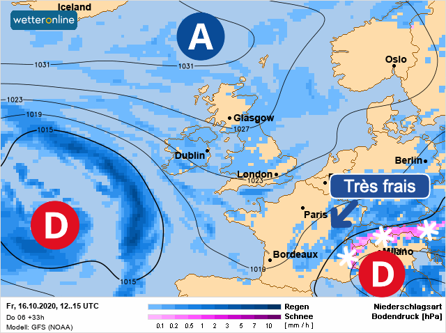Carte météo Europe du 16/10/2020 à 1812
