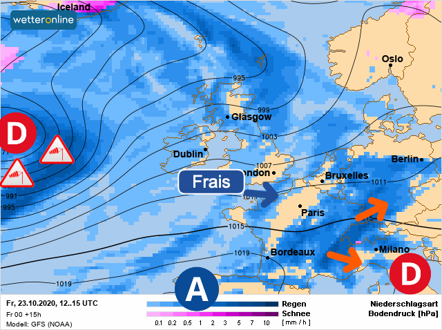 Carte météo Europe du 23/10/2020 à 1812
