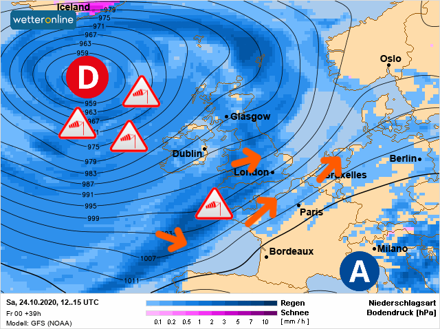 Carte météo Europe du 24/10/2020 à 1812
