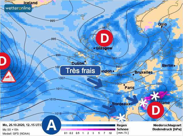 Carte météo Europe du 26/10/2020 à 1812