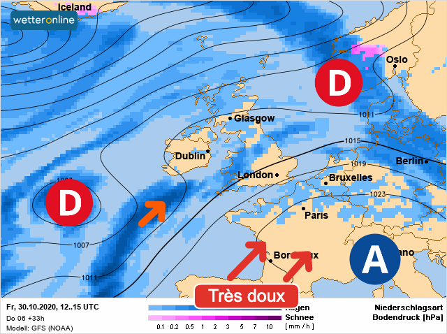 Carte météo Europe du 30/10/2020 à 1812