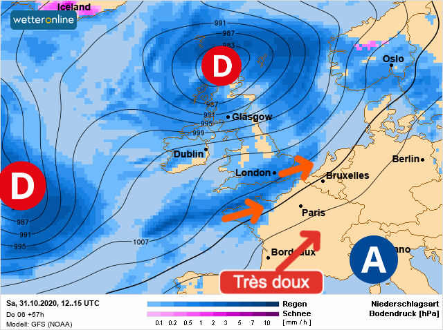 Carte météo Europe du 31/10/2020 à 1812