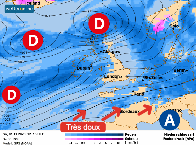 Carte météo Europe du 01/11/2020 à 1812