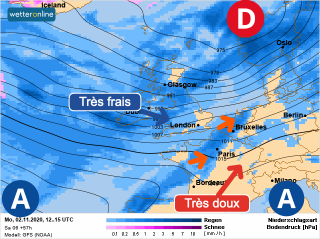 Carte météo Europe du 02/11/2020 à 1812