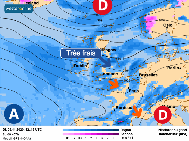 Carte météo Europe du 03/11/2020 à 1812