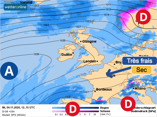 Carte météo Europe du 04/11/2020 à 1812