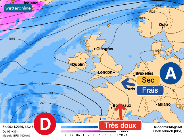 Carte météo Europe du 06/11/2020 à 1812