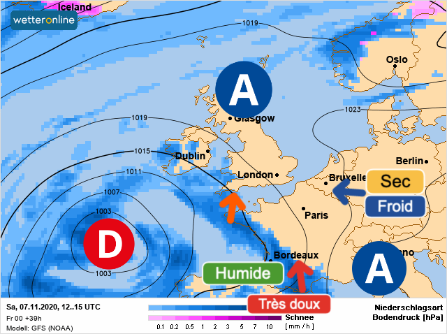 Carte météo Europe du 07/11/2020 à 1812