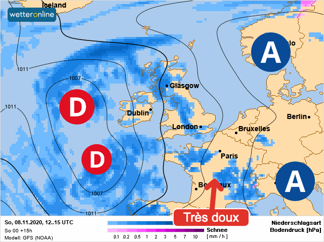 Carte météo Europe du 08/11/2020 à 1812