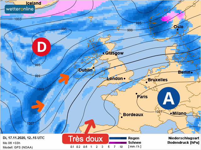 Carte météo Europe du 17/11/2020 à 1812