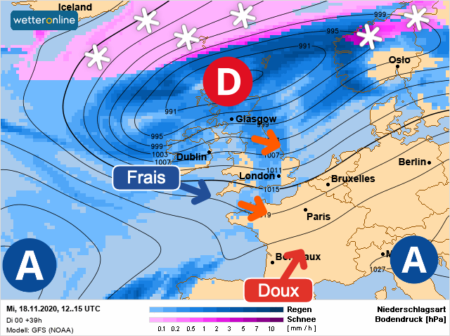 Carte météo Europe du 18/11/2020 à 1812