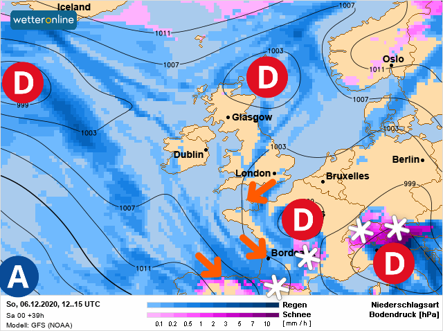 Carte météo Europe du 06/12/2020 à 1812