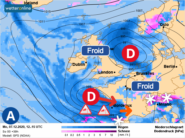 Carte météo Europe du 07/12/2020 à 1812