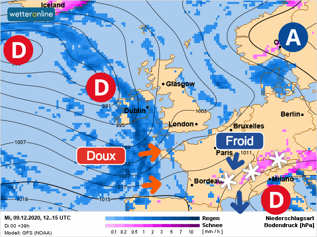 Carte météo Europe du 09/12/2020 à 1812