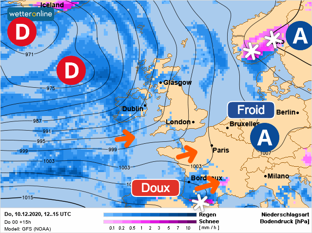 Carte météo Europe du 10/12/2020 à 1812