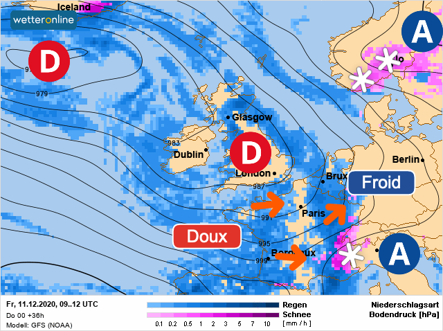 Carte météo Europe du 11/12/2020 à 1812
