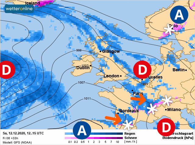 Carte météo Europe du 12/12/2020 à 1812