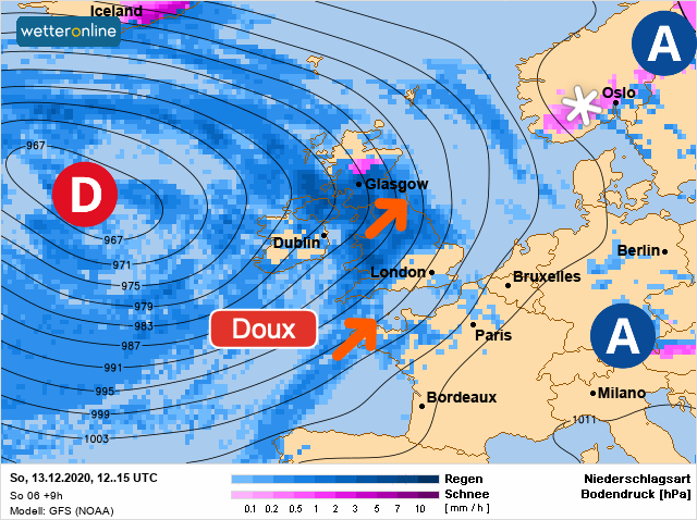 Carte météo Europe du 13/12/2020 à 1812
