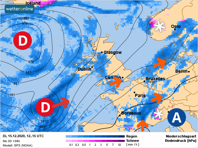 Carte météo Europe du 15/12/2020 à 1812