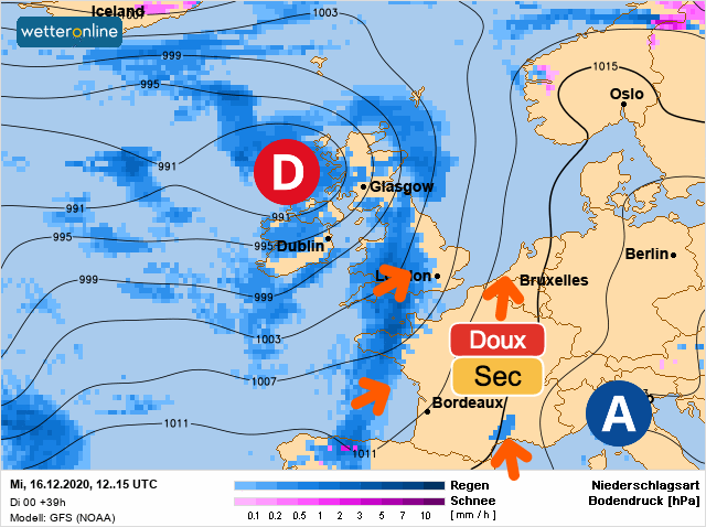 Carte météo Europe du 16/12/2020 à 1812