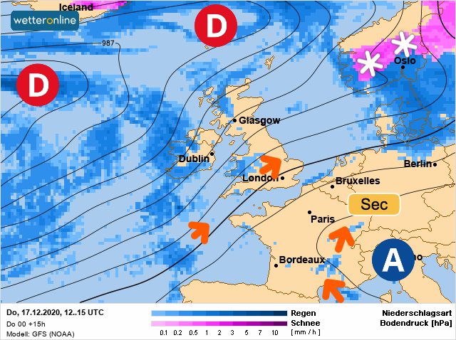 Carte météo Europe du 17/12/2020 à 1812