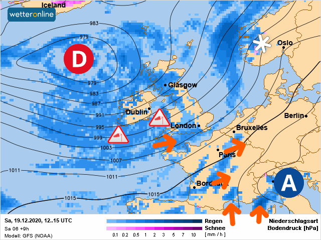 Carte météo Europe du 19/12/2020 à 1812