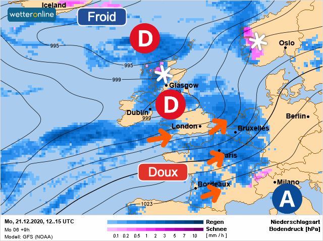 Carte météo Europe du 21/12/2020 à 1812