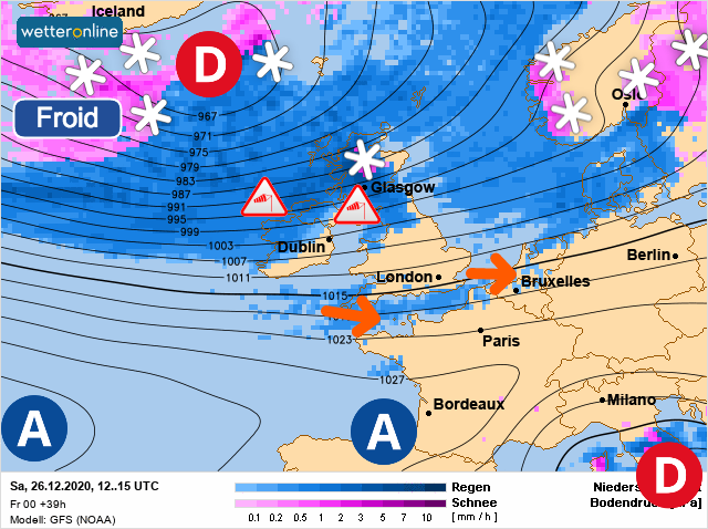 Carte météo Europe du 26/12/2020 à 1812