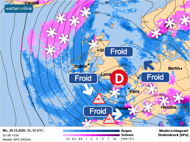 Carte météo Europe du 28/12/2020 à 1812