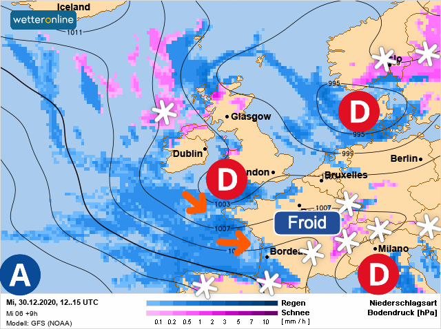 Carte météo Europe du 30/12/2020 à 1812