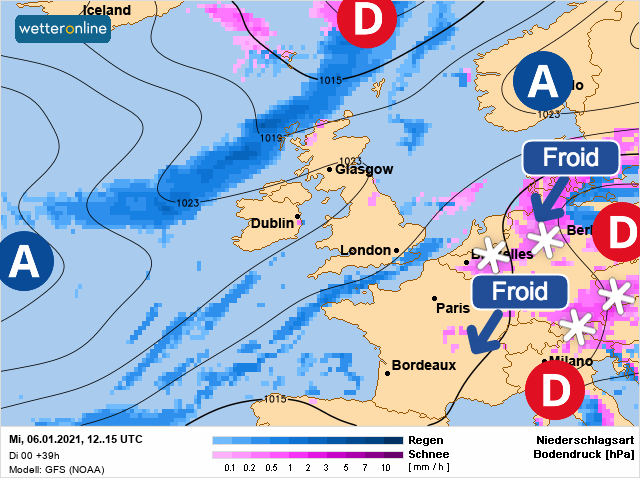 Carte météo Europe du 06/01/2021 à 1812