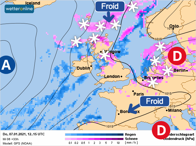 Carte météo Europe du 07/01/2021 à 1812