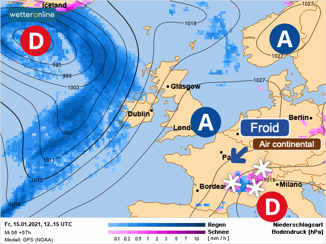 Carte météo Europe du 15/01/2021 à 1812