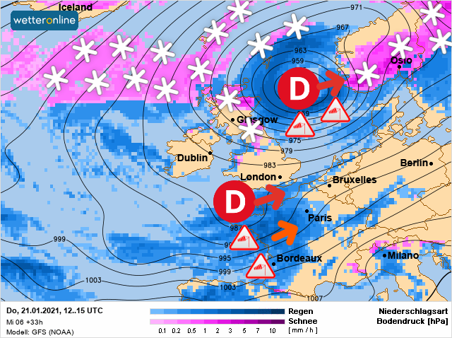 Carte météo Europe du 21/01/2021 à 1812