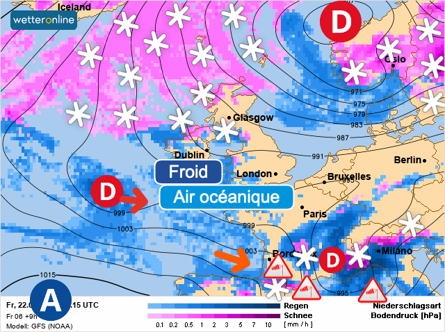 Carte météo Europe du 22/01/2021 à 1812