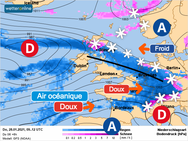 Carte météo Europe du 28/01/2021 à 1812