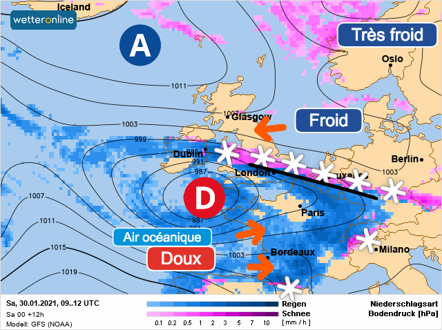 Carte météo Europe du 30/01/2021 à 1812