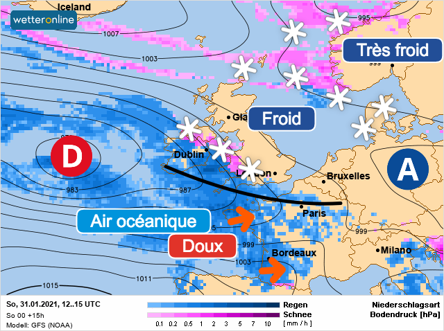 Carte météo Europe du 31/01/2021 à 1812