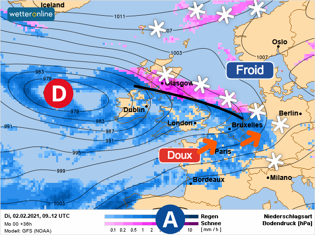 Carte météo Europe du 02/02/2021 à 1812